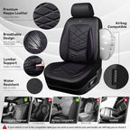 CAR PASS Luxury Nappa Leather Front Seat Covers, Water Resistant 3D Foam Seat Covers with Lumbar Support, Breathable Auto Seat Cover Airbag Compatible Universal Fit Sedan SUV Van Truck, Black Purple - Image 4