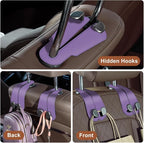 CoBak Purse Hook for Car - Universal Premium Stitched Leather and Aluminum-Magnesium Alloy Double Car Seat Back Storage Hook for Purses, Handbags, Bags (2 Pack),Amethyst Purple - Image 6