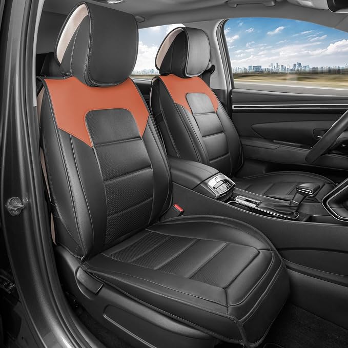 MotorBox Cabin King Western Estate Leather Seat Covers for Trucks & Cars | Brown and Black Car Seat Covers, Waterproof Leather Seat Covers, Car Accessories, Seat Protector, Universal Fit - Image 2