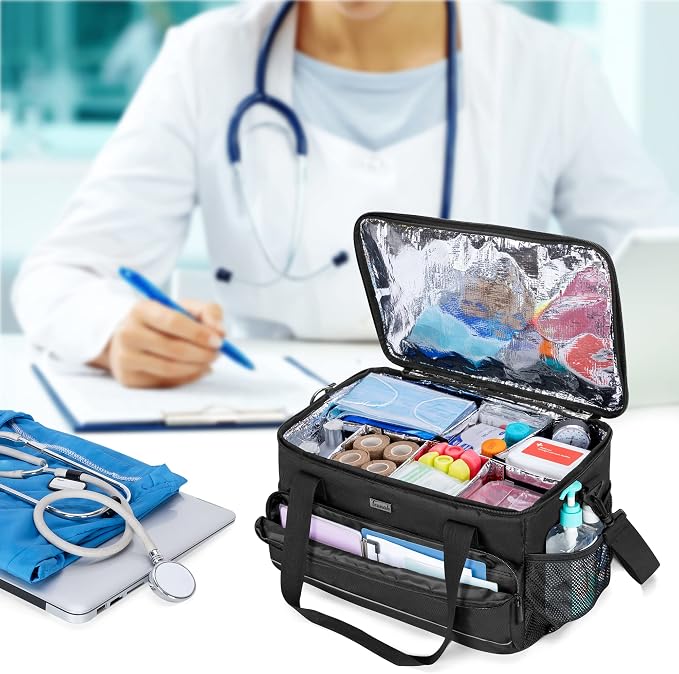 Trunab Large Insulated Medical Bag with Dividers, Easy-Clean Trauma Pouch | Empty Bag for Custom Setup, Ideal for Home/Travel/Camping, Wipe-clean Interior - Image 7