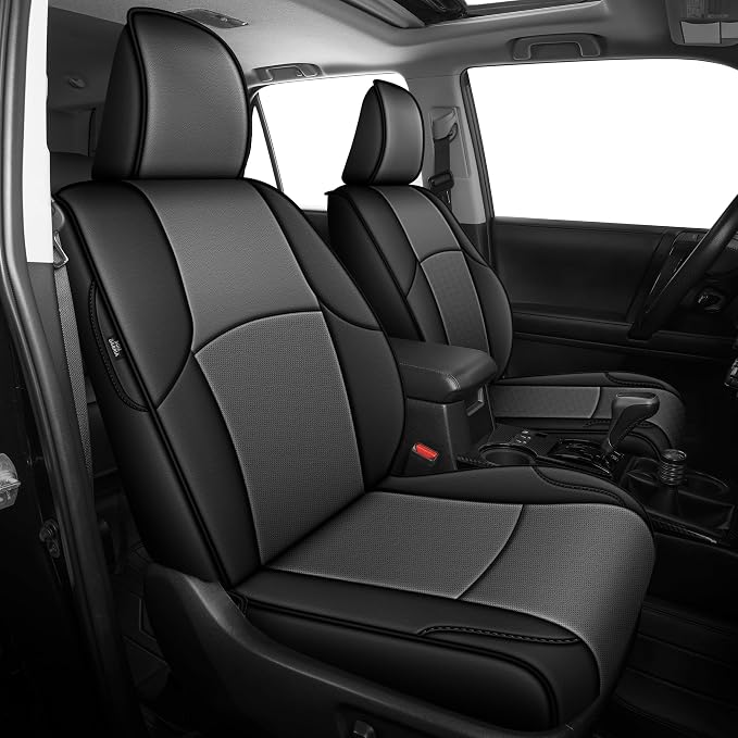 Custom Fit Seat Covers for Toyota 4Runner 2011-2024 | Full Set Waterproof Airbag Compatible Car Seats Cover for 4Runner Accessories Black&Gray (5 Seats Model Only) by AOMSAZTO