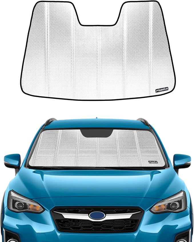 Pigenius Windshield Sun Shade for Subaru Crosstrek 2018-2023, Impreza 2017-2021 with Eyesight Driver Assist. Reflective Aluminum Film Front Window Sunshade - BLAZBLOCK by Pigenius