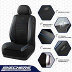 Skechers Air-Cooled Memory Foam Seat Covers,Mesh Thick Car Seat Covers,Piping Leather Car Seat Covers Front Seats,Airbag Compatible,Automotive Comfort Universal Fit Most Cars,Vans,Truck,SUV,Blue - Image 3