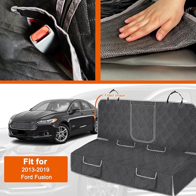 Dog Car Seat Cover for 2013-2019 Ford Fusion | Waterproof Pet Bench Seat Cover for Back Seat, 600D Heavy Duty Scratch Proof Nonslip Truck Seat Covers for Dogs - Image 2