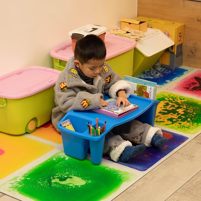 Basicwise QI003253BL Kids Lap Desk Tray, Portable Activity Table, Blue - Image 2