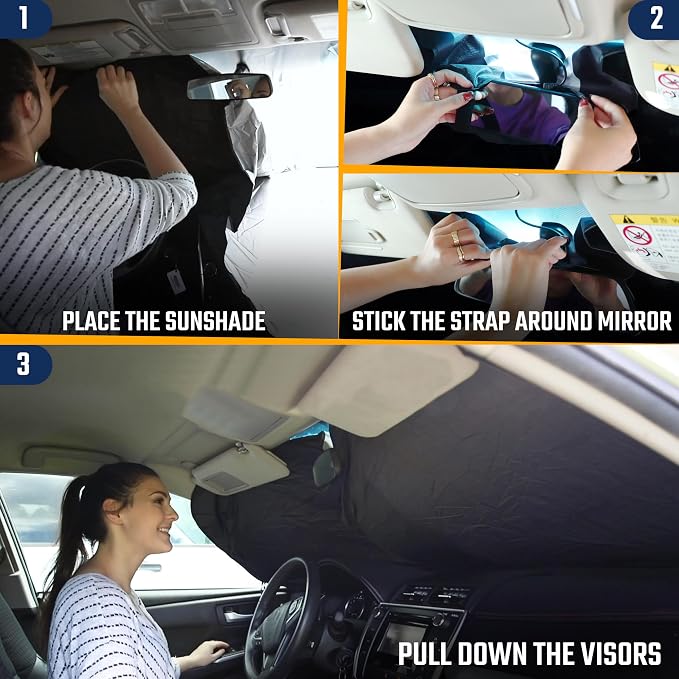 Econour Car Windshield Sun Shade,Foldable Front Window Sunshade, Sun Visor - Image 7