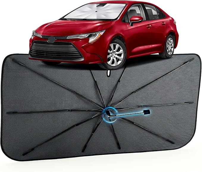 Windshield Sun Shade Umbrella for Toyota Corolla 2020-2026,1:1 Fit Sunshade | [Reflective Coated Fabric] Car Shades Sun Visor Keep Car Cool and Protects Interior, Sunshade Umbrella for Front Window by MakeLifeBetter