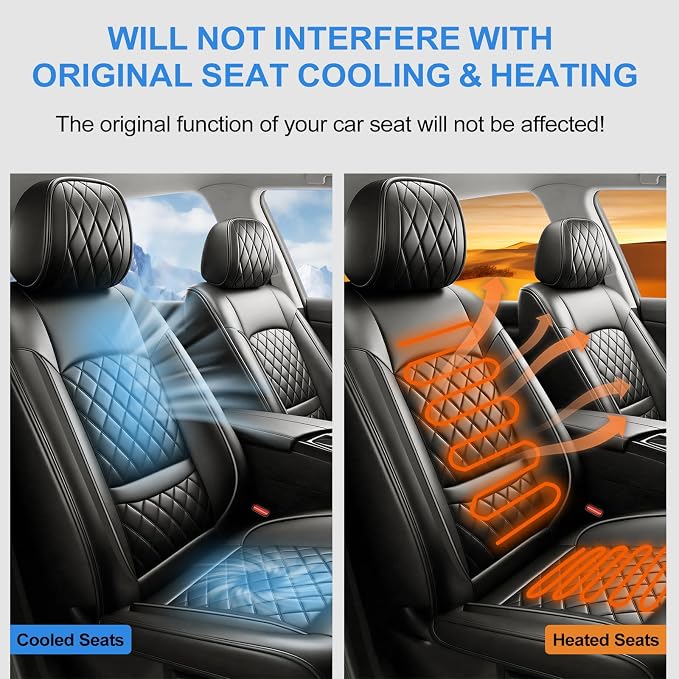 Seat Covers Fit for GMC Sierra 1500/2500/3500 HD 2007-2025,Premium Leather, Waterproof, All-Weather, Airbag Compatible, Breathable, Only 2 Front seat Covers, Black - Image 6