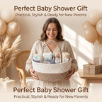 Baby Diaper Caddy Organizer with Removable Compartments, 14.2"L x 7"W x 8.7"H, 100% Handmade Woven Cotton Rope, Portable Nursery Storage Basket for Car and Changing Table, Shower Newborn Gift - Image 5
