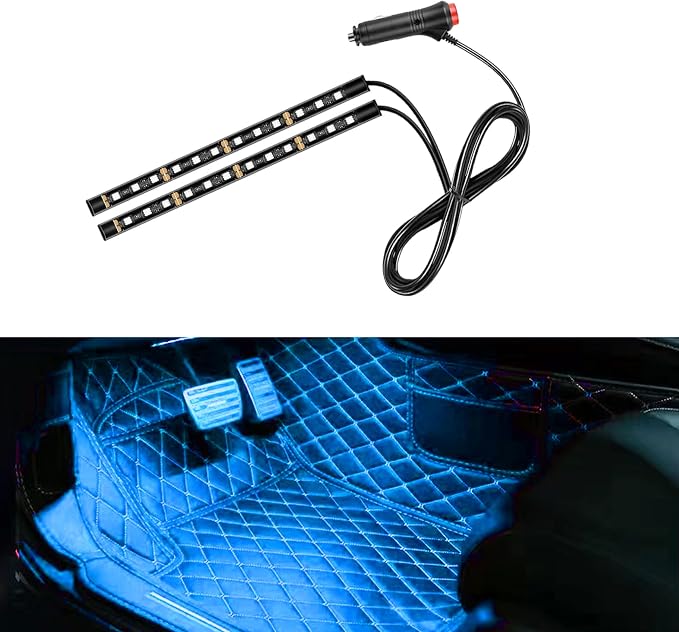 Car LED Strip Light, 24 LED 12V Cigarette Lighter Port, Ice Blue | RGB Neon Auto Interior Atmosphere Lights, Under Dash Ambient Night Light, Universal Decorative Lamp Accessory for Car Truck by Unknown