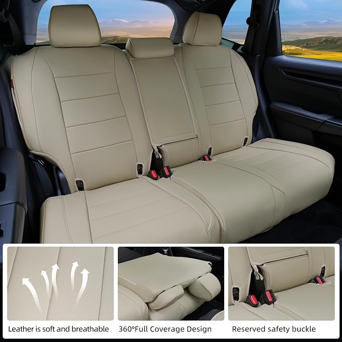 Lolcar CRV Seat Covers Custom Fit for Honda CRV 2023 2024 2025 2026 Leather Car Seat Cover Full Set for Trucks SUV,Waterproof Car Seat Cushion,Faux Leather （Beige） - Image 8