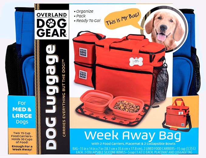 Mobile Dog Gear Week Away Airline Approved Dog Travel Bag (15"x7"x14", Blue) - Includes 2 Pet Food Storage Containers + 2 Collapsible Dog Water Bowls - Image 5