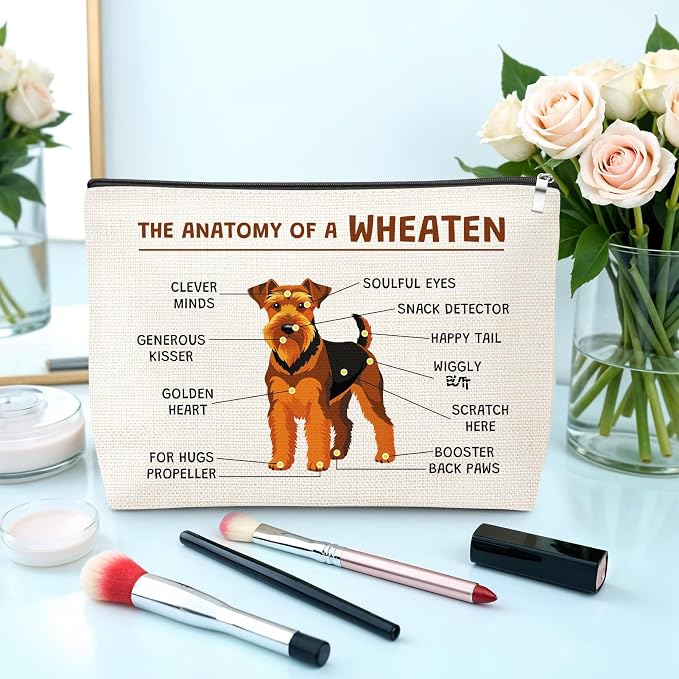 Funny Terrier Dog Lovers Makeup Bag Dogs Themed Gifts for Wheaten Terrier Lovers Owners Mom Travel Pouch Mothers Day Christmas Birthday Present for Women Mom Sister Cosmetic Bag with Zipper - Image 3