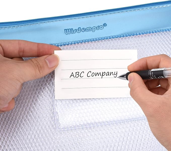 Wisdompro Zipper Pouch, 4 Pack Waterproof Mesh File Bag, Document Organizer | 13.3x9.8", Letter Size Mesh Bag with Outer Label Pocket, Durable, Perfect for File, Paper, Pen, Office, School, Home, Blue - Image 6