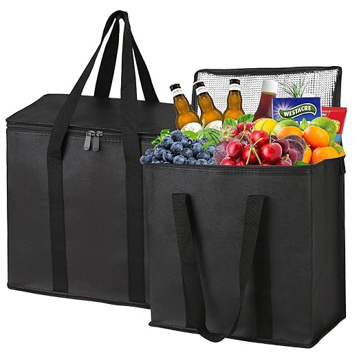 musbus 2Pack Cooler Bag Insulated Grocery Bags Large Freezer Shopping Cooler Tote for Travel Groceries Beach Thermal Food Delivery Bag to Keep Frozen Food Cold and Hot Food by Musbus