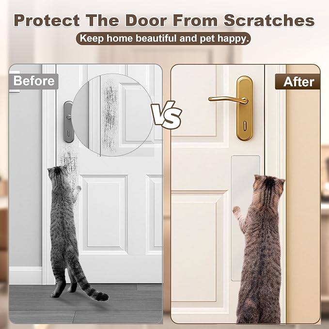 2 PCS 4"x17" Door Scratch Protector Dog, Self-Adhesive, Rounded Corners | Thickened Acrylic Door Protector from Dog Scratching, Anti-Scratch Guard for Dogs & Cats, Clear Protection - Image 2