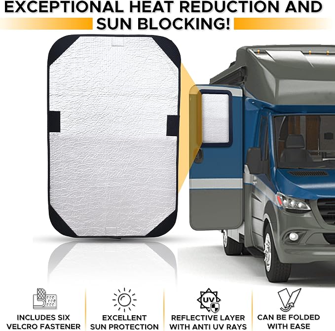 EcoNour RV Door Window Shade Trailer RV Skylight Covering for UV Protection | Foldable Window Sunshade | Blinds for Camper Windows | Camping Accessories for Travel Trailer | 16" x 25" - Image 6