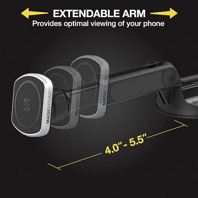 Scosche MP2WDEX2-XTSP MagicMount Pro2 Magnetic Car Phone Holder Extendo Telescoping Windshield or Dashboard Mount with Suction Cup Compatible with MagSafe, iPhones, Galaxy, Pixel & All Smartphones - Image 6
