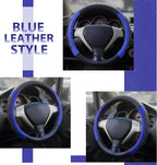 Elantrip Steering Wheel Cover Leather 14 1/2 to 15 inch Universal Padded Soft Grip Breathable for Car Truck SUV Jeep Anti Slip Blue and Black - Image 4