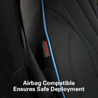 EKR F150 Seat Covers Custom Fit for (SuperCab) Ford F-150 STX 2024-2026 & F150 XL/XLT 2021-2026 & Lariat 2021-2022 Full Set,(2 Door,Rear W/NO Armrest) -Faux Leather(Black with Blue Trim) - Image 5
