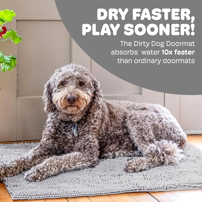 Dog Gone Smart Dirty Dog Doormat - Super Absorbent - Silver Grey, 23 x 16in | Polyamide Rug Pulls in Moisture & Dirt - Fast Drying for Clean Floors, Non-Slip, Machine Washable Mat for Muddy Paws - Image 2