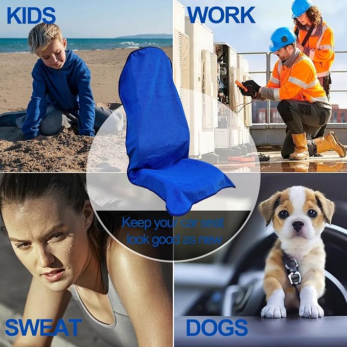 Waterproof Car Seat Cover for Front Seats, Protector for Cars SUVs Trucks, Sweat Towel Seat Covers Bucket for Gym,Workout,Beach,Hiking,Running and Swimming(Blue, 2PCS) - Image 5