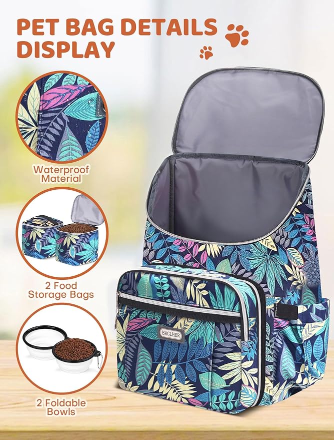 BAGLHER Travel Dog Backpack - Detachable Travel Pet Supplies Gear Backpack,Dog Bag for Traveling with 2 Silicone Collapsible Bowls and 2 Storage Baskets - Image 3