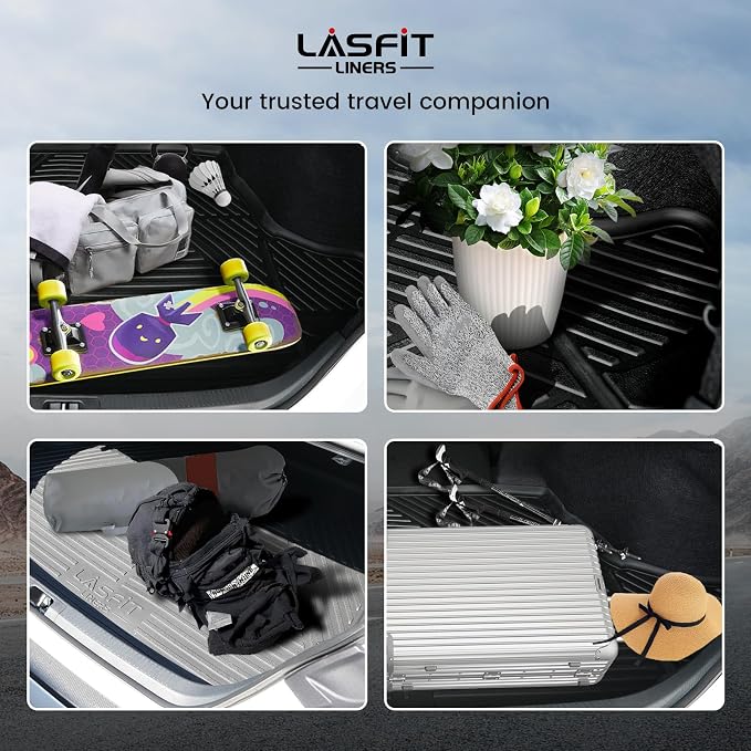 LASFIT Cargo Mat for Toyota Camry 2015-2017 (Only Fit Gas, Not Fit Hybrid) | Not Fit Hybrid, All Weather Custom Fit Anti-Slip Pet Friendly Easy Clean TPE Trunk & Backrest Mats for 7th Gen Camry, Black - Image 8