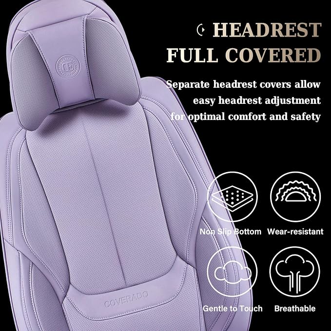 Coverado Car Seat Covers, Seat Covers for Cars, Waterproof Leather Auto Seat Protectors, Leather Car Seat Cushion, Car Interiors Accessories Universal Fit for Most Cars - Image 7