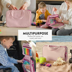 Kids Travel Organizer – Multi-Compartment, Water-Resistant Hanging Bag for Toys, Snacks, & Activities - Compact, Lightweight Design with Hook & Carry Handle - Perfect for Travel Use (Pink, Small) - Image 8