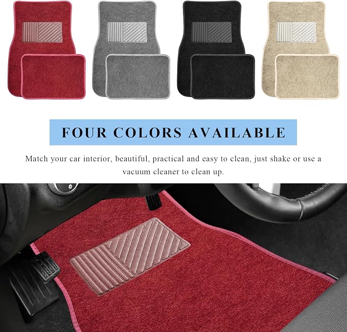 4PCS Car Floor Mats, Waterproof Non-Slip Car Floor Liners with Safety Heel Pad, All-Weather Wear-Resistant Mats Heavy Duty Universal Carpets for Truck SUV Van Sedan (Wine Red) - Image 6