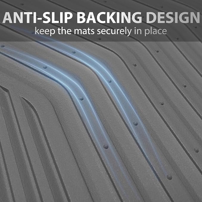 CAR PASS Rubber Car Mats, Waterproof Car Floor Mats All Weather,Car Mat Full Set 3 Piece, Grey Automotive Floor Mat Trim to Fit for Cars Sedan SUVs Trucks, Anti-Slip Easy Clean, All Gray - Image 9