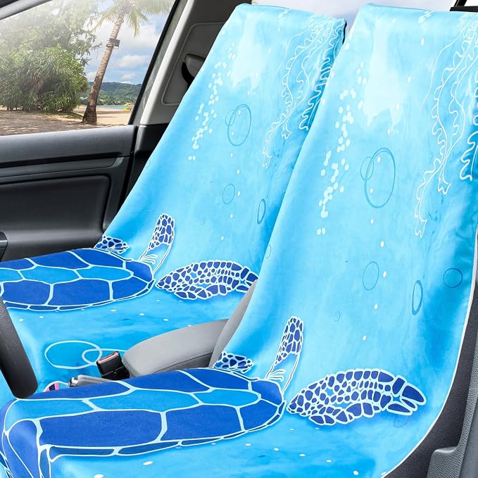 Hahafelt 1 Pack Car Seat Towel Cover with Storage Bag, Sea Turtles Style | 63 x 32 in Car Towel Seat Cover Non Slip Waterproof, Gym Workout Swimming Running, Machine Washable Sweat Absorbent Protector - Image 6
