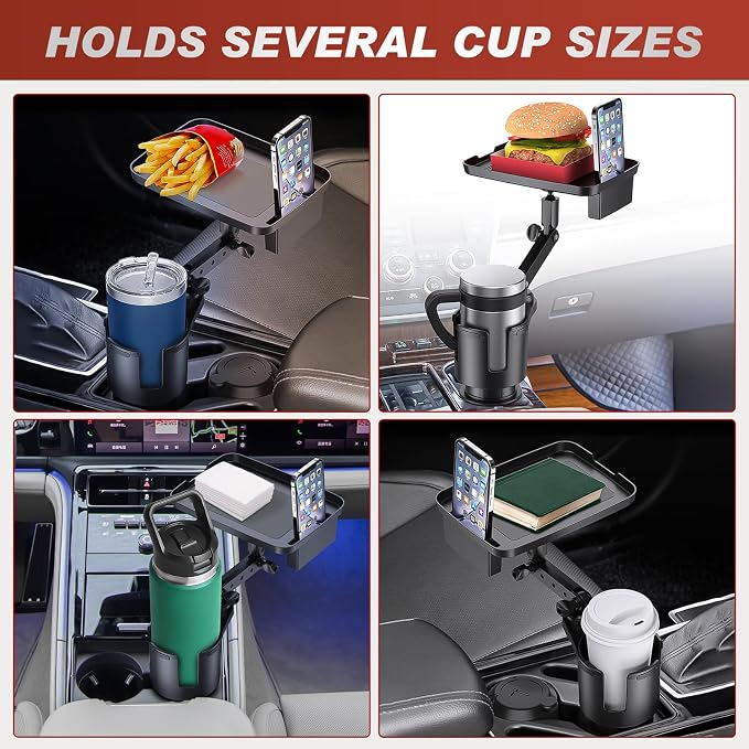 Frokom Cup Holder Expander for Car,Upgraded Car Cup Holder Expander Adapter with Offset Adjustable Base and 8" Tray, Fit Most Large Bottles and Mugs-Yeti Ramblers 14/24/36/46oz, Hydro Flasks 32/40oz - Image 8