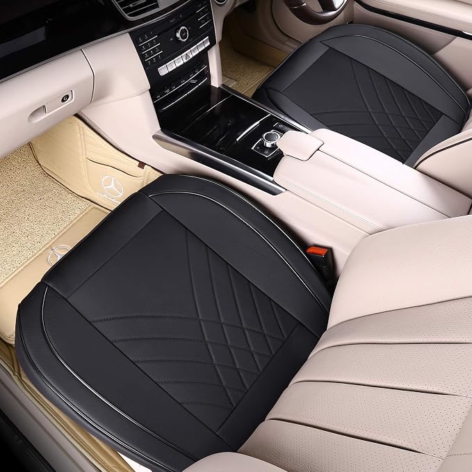 kingphenix Car Seat Cover, PU Leather Front Bottom Seat Protector | Front Bottom Seat Protector, Non-Slip Backing, Edge Coverage and Easy Installation for Sedans, SUVs, Trucks and Vans, Black - Image 7