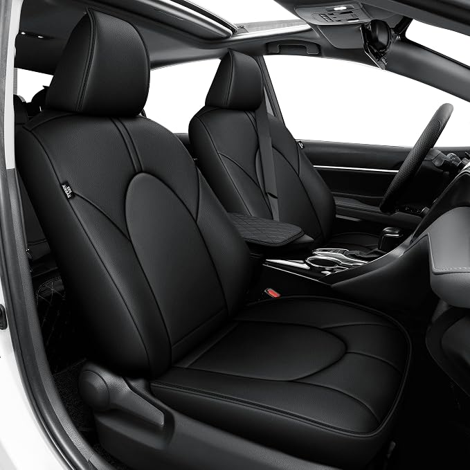 TTX LIGHTING Custom Fit for Toyota Camry Front Seat Covers | Gas |2018-2024 2-Seats | Original Seat Pattern | Full Coverage | Easy Install | Waterproof | Faux Leather by TTXLIGHTING%C2%AE