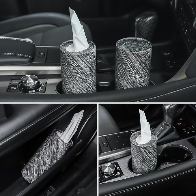 SINGARO Car Tissue Holder, 4 Pack Car Cup Holder Facial Tissues with Travel Tissue Bag, Quick and Convenient Flower Combination Car Tissue Box(4 Canisters/200 Tissues) Gray - Image 5