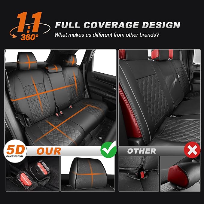 Car Seat Covers Custom Fit for Honda CRV: 2023 2024 2025 2026 Full Set Faux Leather Car Seat Cover Waterproof (5 Seats,Black) - Image 6