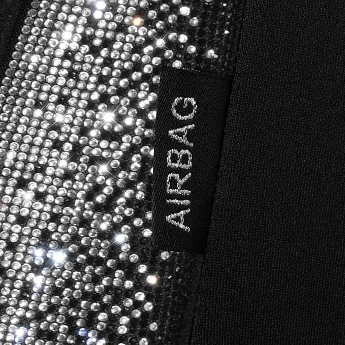 CAR PASS 3D Air Mesh Seat Covers for Cars, Bling Diamond Leather Foam Car Seat Covers for 2 Front Interior Sets, Automotive seat Covers Universal Fit Truck SUV Cute Women Girl, Black Silver Rhinestone - Image 6