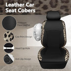 CAR PASS Leopard Print Faux Leather Car Seat Covers & Leopard Car Mats&Leopard Steering Wheel Cover Seat Belt Universal Car Accessories for SUV,Van,Saden,Truck Automobile Interior Sets(Gold Black) - Image 5