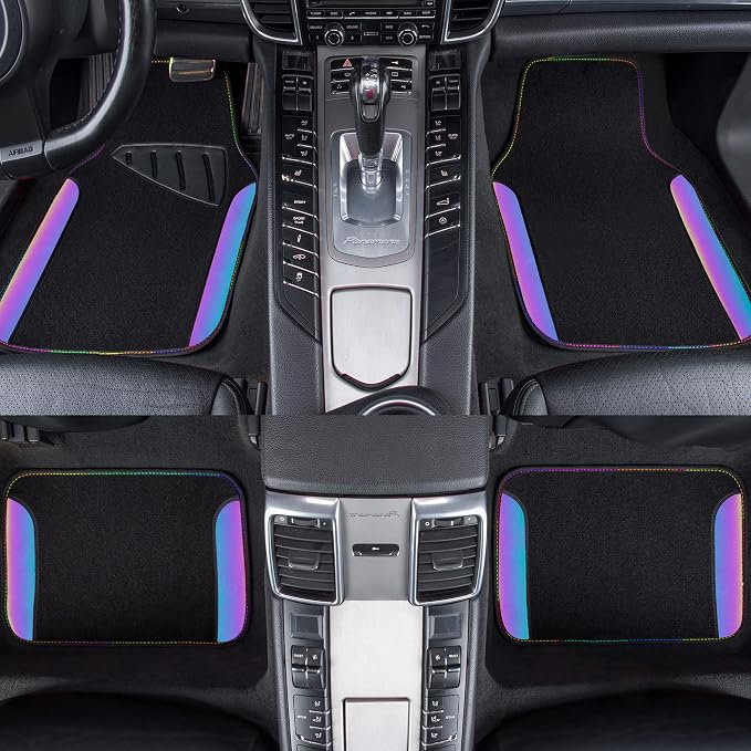 CAR PASS Chameleon Iridescent Reflective PU Leather&Waterproof Universal Carpet car Floor mats,Fit for 95% Suvs,Sedans,Vans,Trucks&Car Mat for Women(Reflective Color Change) - Image 6