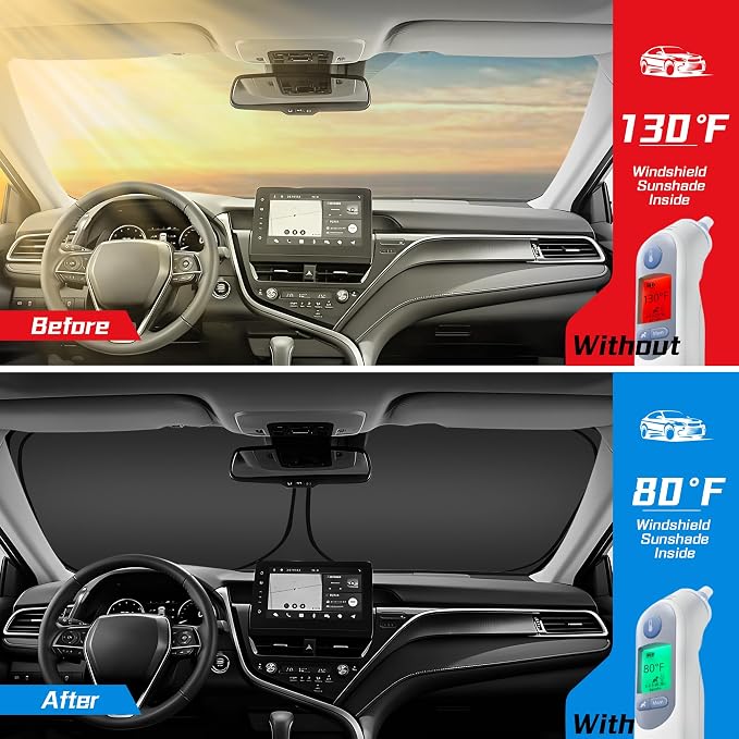 ARISMOTOR Windshield Sun Shade for Honda CRV 2023-2025 2026 | Custom Fit, Foldable, Front Window Sunshade Sun Visor Protector, Block UV Rays, Keep Car Cooler - Image 2