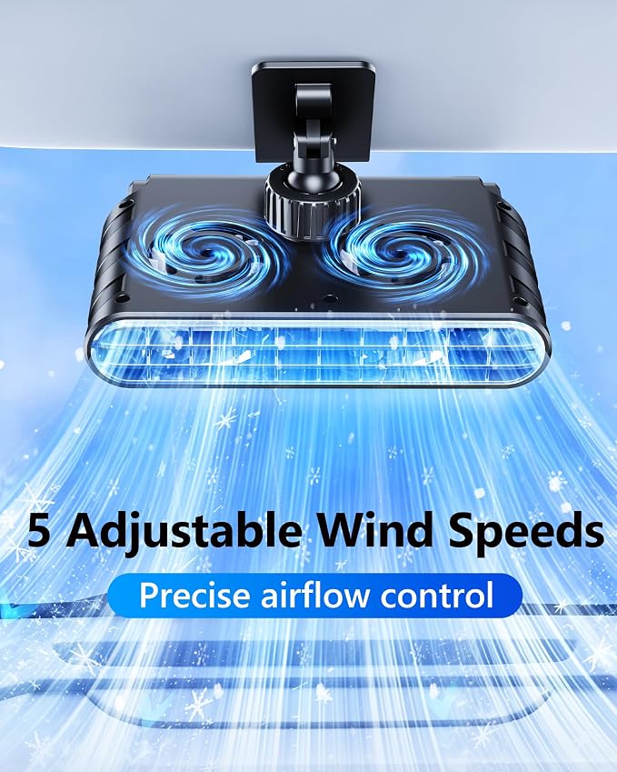 Car Clip on Fan for Sun Visor, 3000mAh Rechargeable Battery Powered Usb Fans That Blow Cold Air, Portable Car Cooling Fan for Cars without Ac, for Vehicle, Van, Suv, Rv, Truck, Black - Image 7
