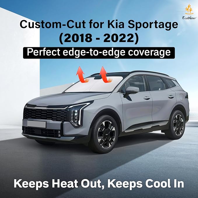 EcoNour Windshield Sunshade Compatible for Kia Sportage 2018-2020 2021 2022 | Sun Visor for Front Windshield & Window Sun Shade Cover, UV Heat Blocker & Protector, Car Accessories - Image 2