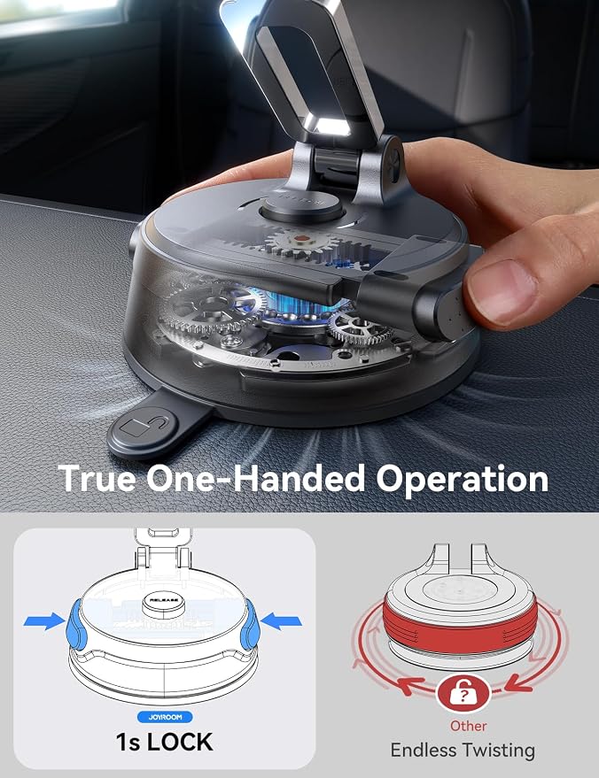JOYROOM Car Mount for iPhone, [Tri-Fold] MagSafe iPhone Car Mount, [Suction Pro+Gel Base] 360° Rotation iPhone Car Holder, Strong Magnet for iPhone 17 Pro Max and Other Series[Not for Charging] - Image 4