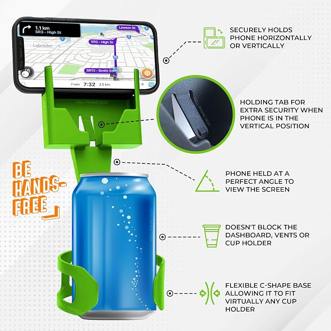 Cup Holder Phone Holder Mount for Car - Universal Adjustable Expander Cradle Hands-Free Driving - Compatible with All Smartphones Car Mount for iPhone Samsung Google Android Mobile Accessories Green - Image 5