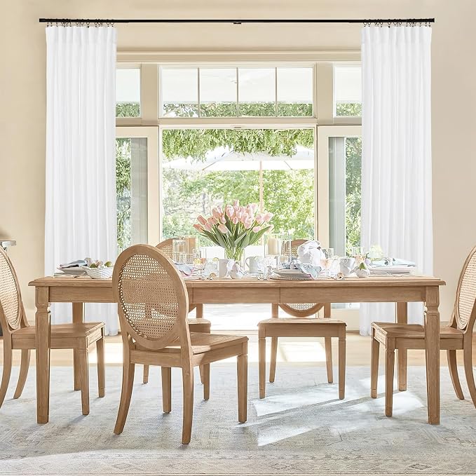 RYB HOME Linen Sheer Curtains 2 Panels for Living Room, Semi Transparent Privacy Drapes with Rod Pocket Farmhouse Style Window Treatments for Bedroom, White, 38" W x 63" L - Image 3