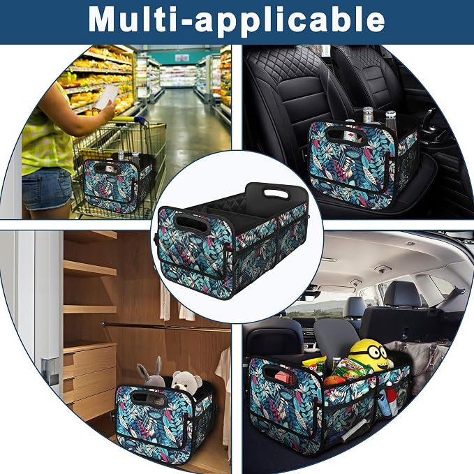 Deosk Car Trunk Organizer for SUV, Car Organizers and Storage with Reinforced Handles, Car Accessories for Women/Men 50L Waterproof Polyester Trunk Organizer(Medium, Leaves) - Image 6