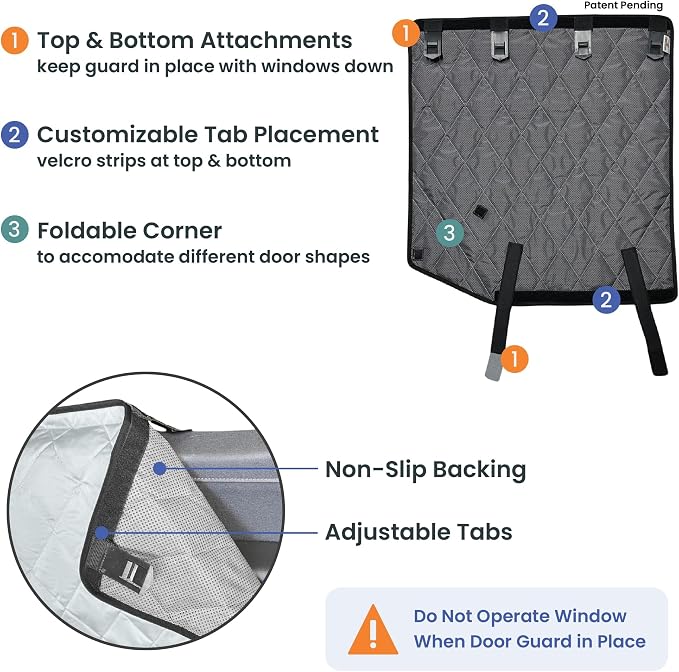4Knines Heavy-Duty Car Door Protector for Dogs, Waterproof Large Black | 24"W x 20"L; set of two door guards with top and bottom attachment points for secure fit; installs in 60 seconds. - Image 2