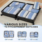 OlarHike 10 Set Compression Packing Cubes for Travel Essentials,Compressible Expandable Space Saver Bags for Organizing Clothes,Luggage Suitcase Garment Bags with Over 1000 pcs Mesh Holes(Light Blue) - Image 8